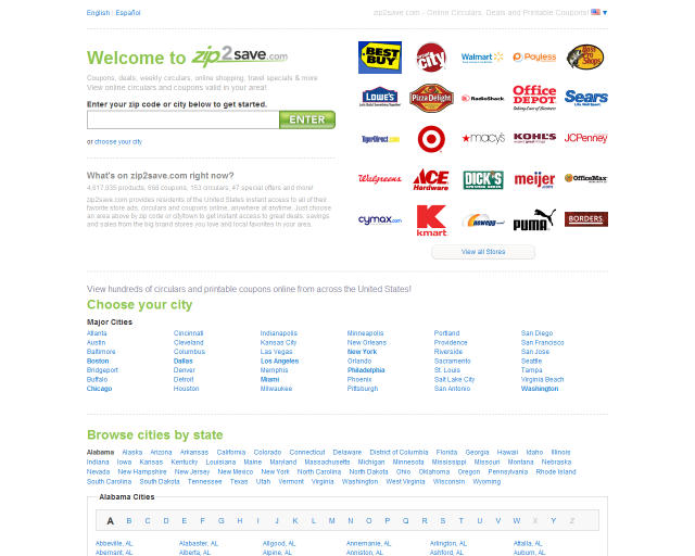 zip2save.com savings coupons comparison shopping review