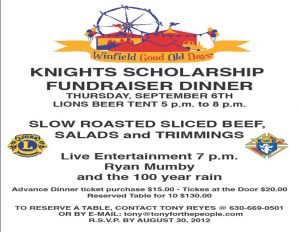 knights of columbus fundraiser dinner in winfield